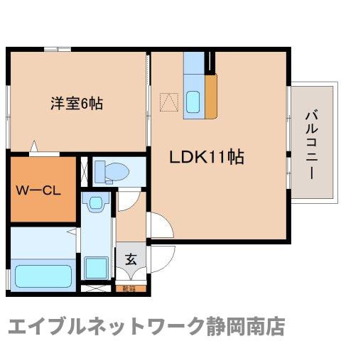 静岡市駿河区曲金のアパートの間取り