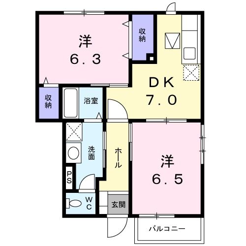 宇都宮市西原町のアパートの間取り