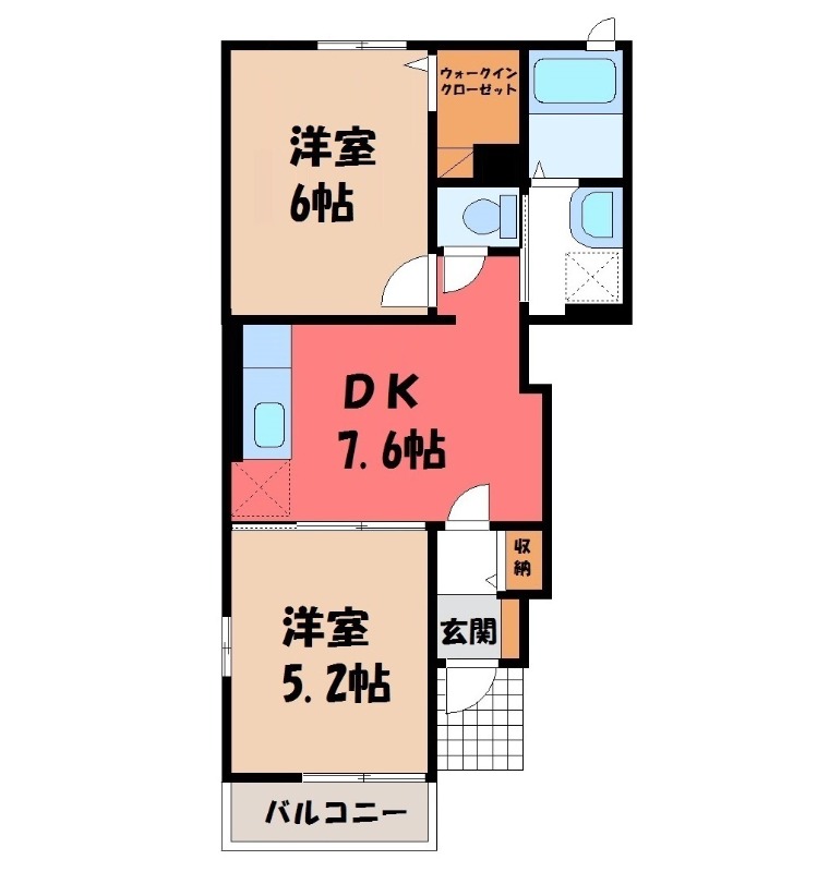 太田市山之神町のアパートの間取り