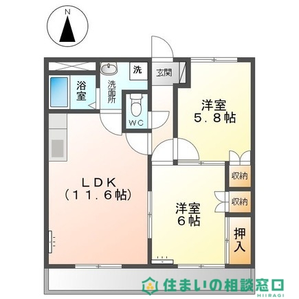 岡崎市北野町のアパートの間取り