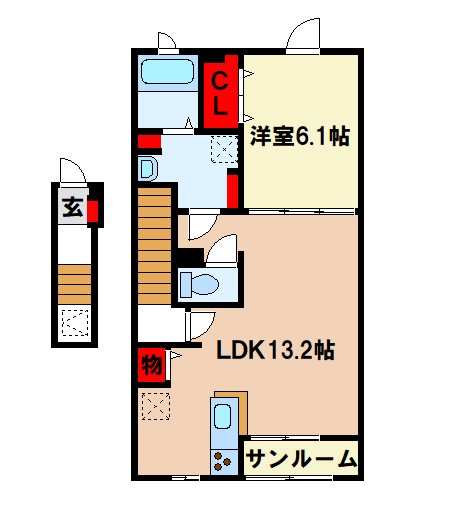 筑紫野市原田のアパートの間取り