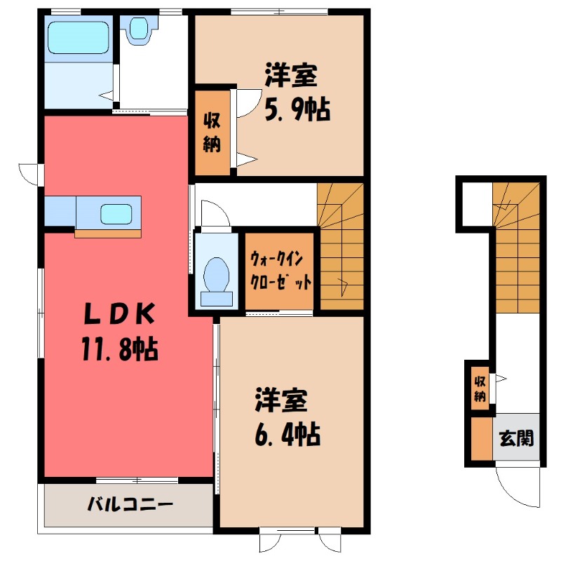 伊勢崎市喜多町のアパートの間取り