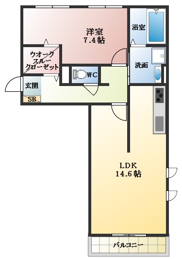 富田林市川向町のアパートの間取り