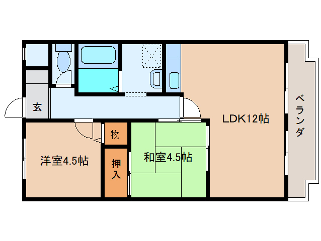 大和高田市甘田町のマンションの間取り