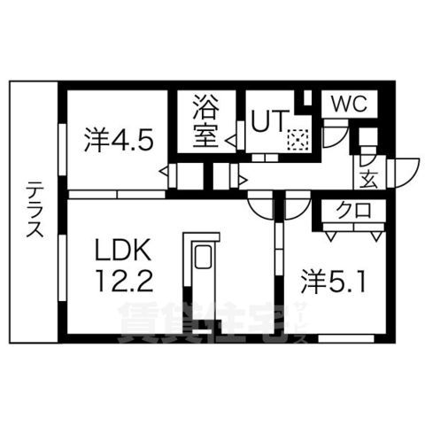 京都市右京区山ノ内山ノ下町のアパートの間取り