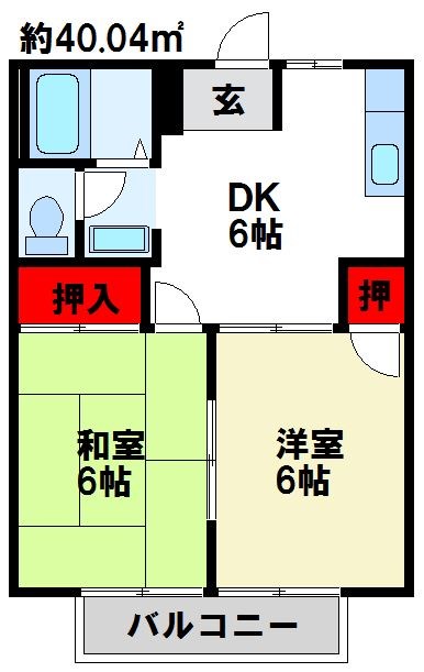 太宰府市国分のアパートの間取り