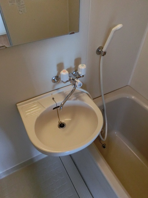 洗面設備　歯磨きセットはここに置けますね。