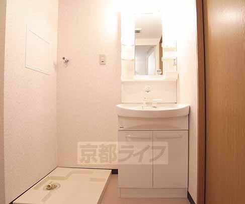 洗面設備　シャンプードレッサ付きの独立洗面台です。