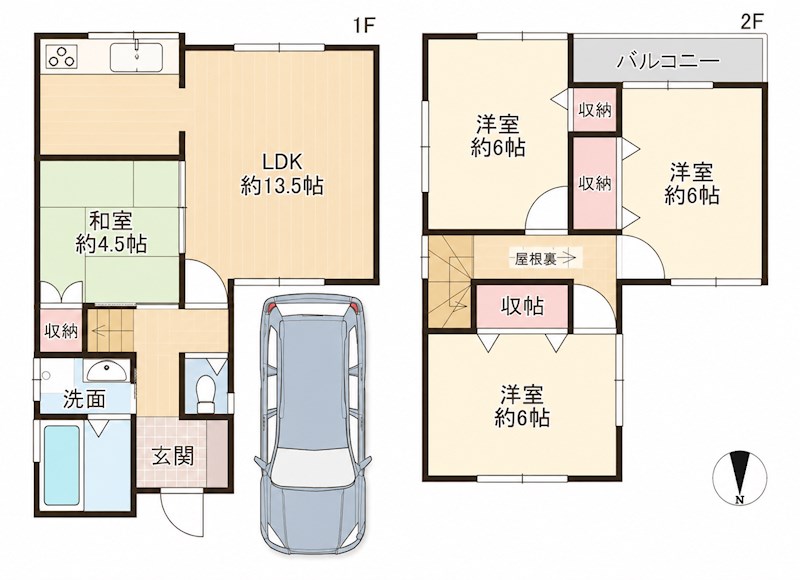 西山本町7丁目貸家の間取り写真