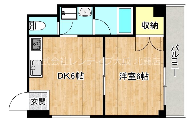 ＪＲ大阪環状線 桃谷駅 徒歩7分 5階建 築34年の間取り写真