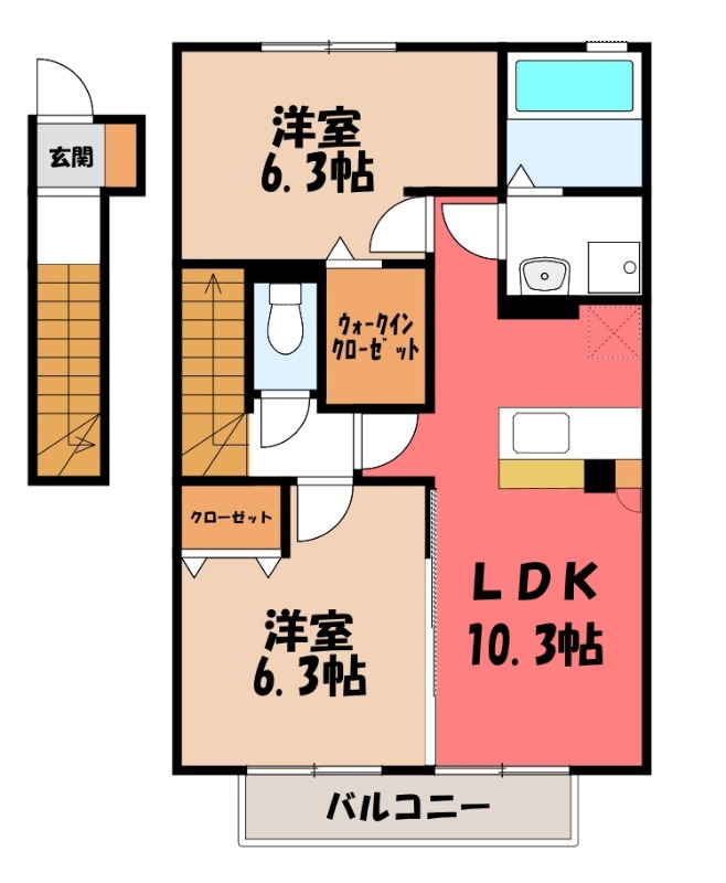 D-roomあずま町 Bの間取り写真