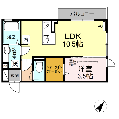 広島市南区東雲本町のアパートの間取り