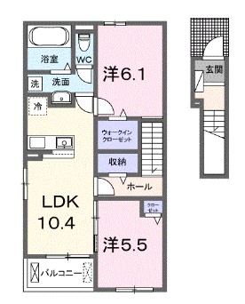 【姫路市辻井のアパートの間取り】