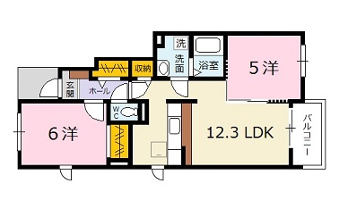 広島市安佐北区可部南のアパートの間取り