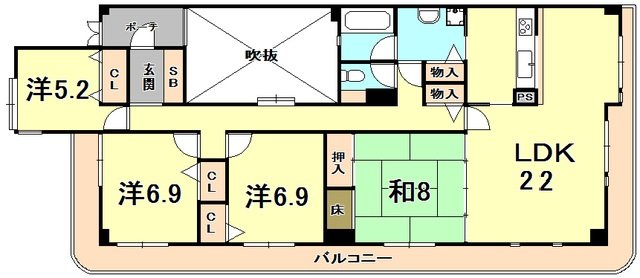 西宮市西平町のマンションの間取り