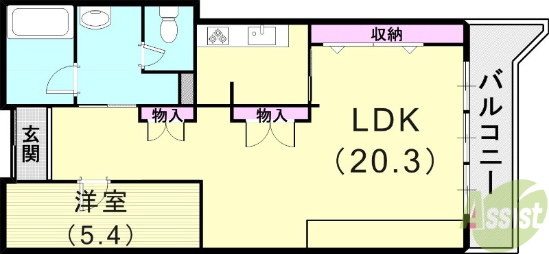 芦屋市西山町のマンションの間取り