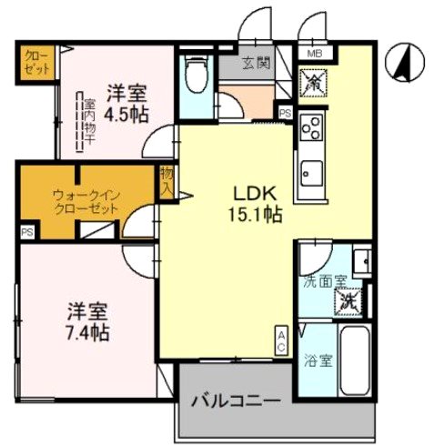 八尾市恩智北町のアパートの間取り