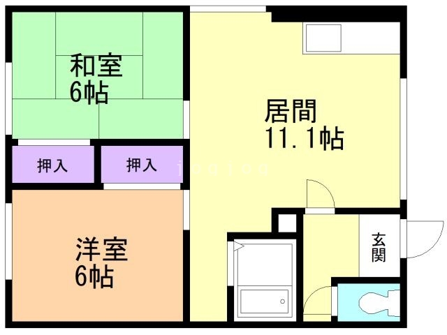 函館市東山のアパートの間取り