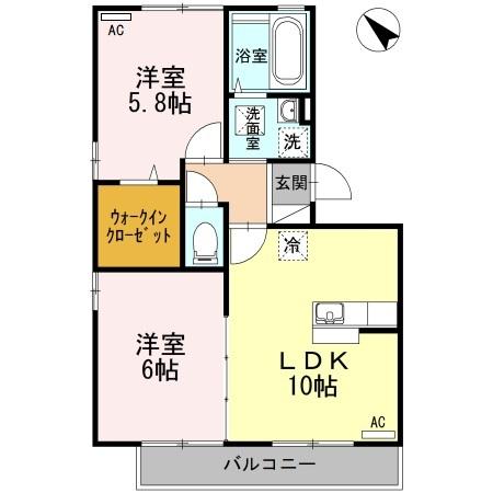 リビングタウンIC小郡　A棟の間取り