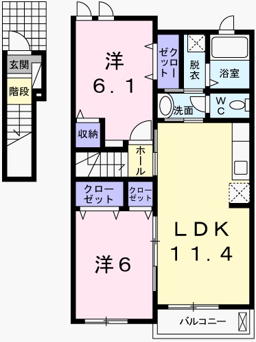 姫路市網干区北新在家のアパートの間取り