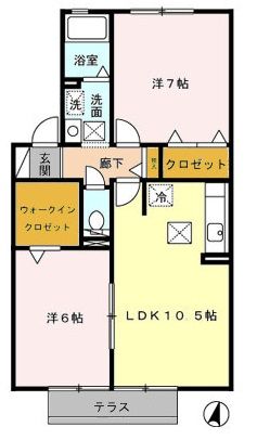 浜松市中央区雄踏町宇布見のアパートの間取り