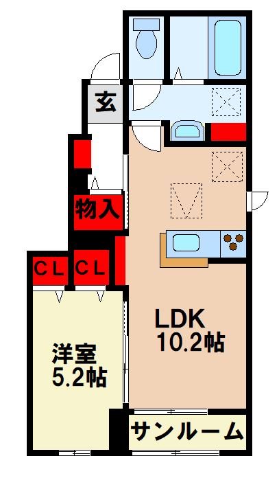 筑紫野市原田のアパートの間取り