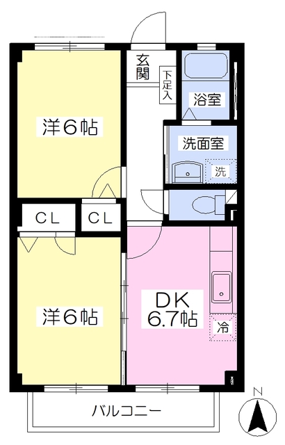 松山市溝辺町のアパートの間取り