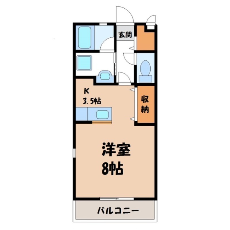 宇都宮市越戸のアパートの間取り