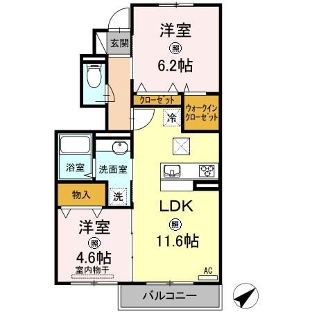 広島市佐伯区坪井のアパートの間取り