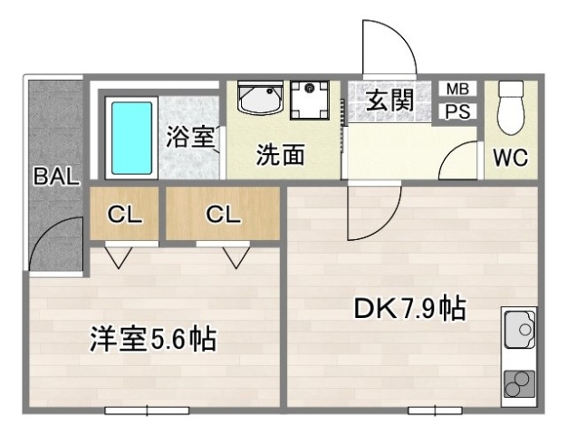 大阪市住吉区万代東のアパートの間取り