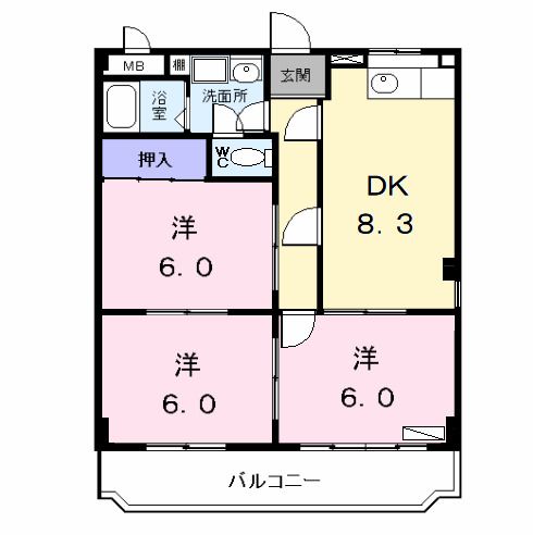 名古屋市中村区烏森町のマンションの間取り