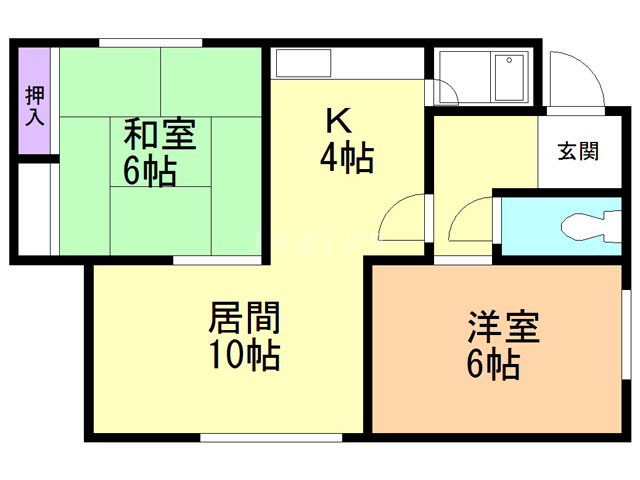 札幌市西区八軒四条東のアパートの間取り