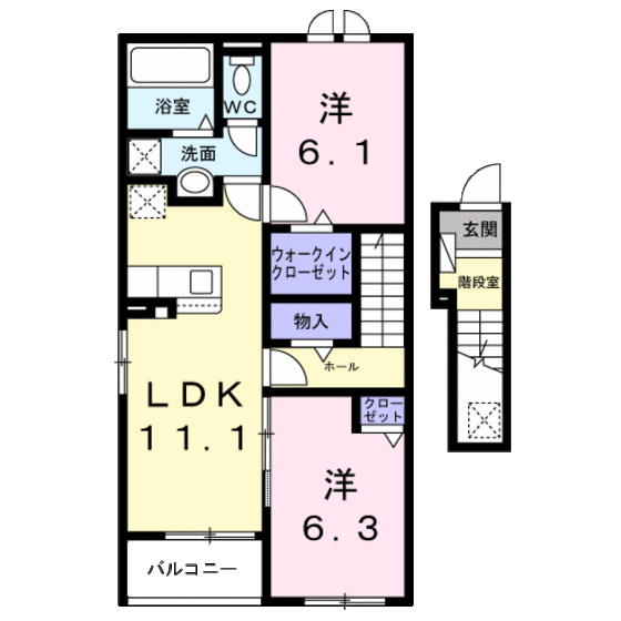 福岡市西区橋本のアパートの間取り