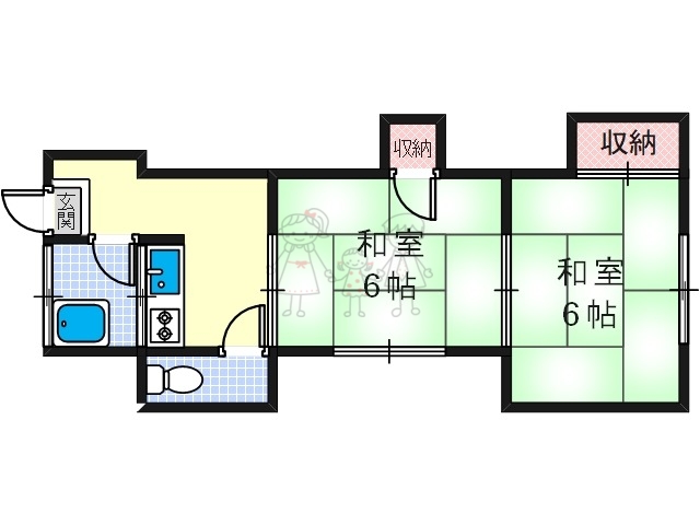 大阪市住之江区御崎のアパートの間取り