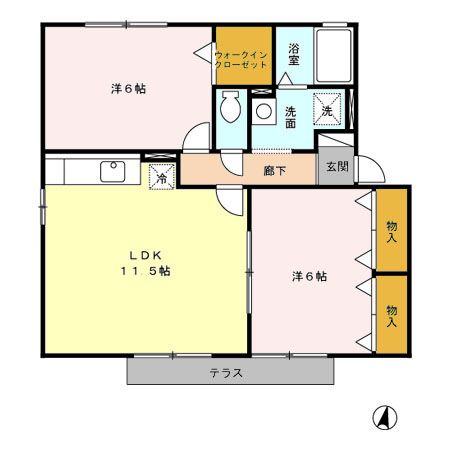 姶良市西餅田のアパートの間取り