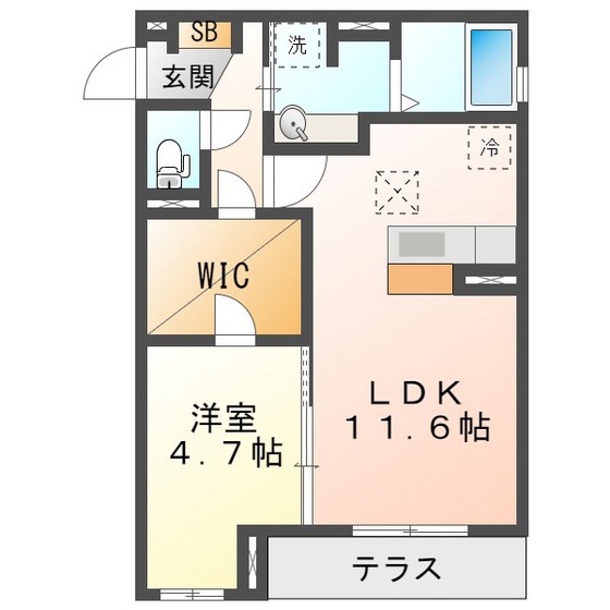 Ｄ－ｃｈａｍｂｒｅ北浜町　Ａの間取り