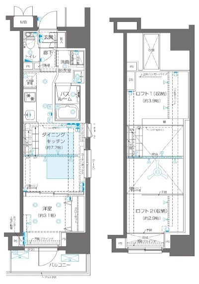 新宿区新宿のマンションの間取り