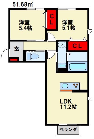 イオメール折尾 A棟の間取り