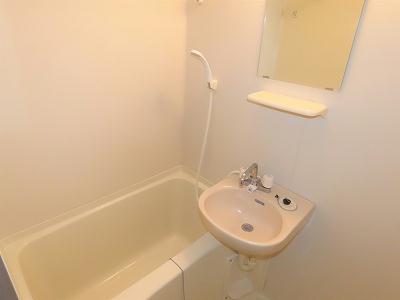 バス・シャワールーム　洗面台とユニット式のお風呂です