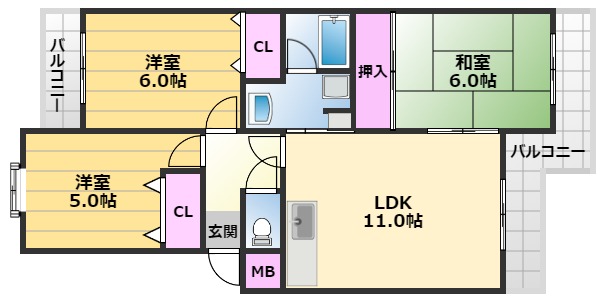 にゅーらいふ18の間取り