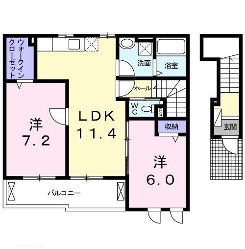 倉敷市西阿知町新田のアパートの間取り