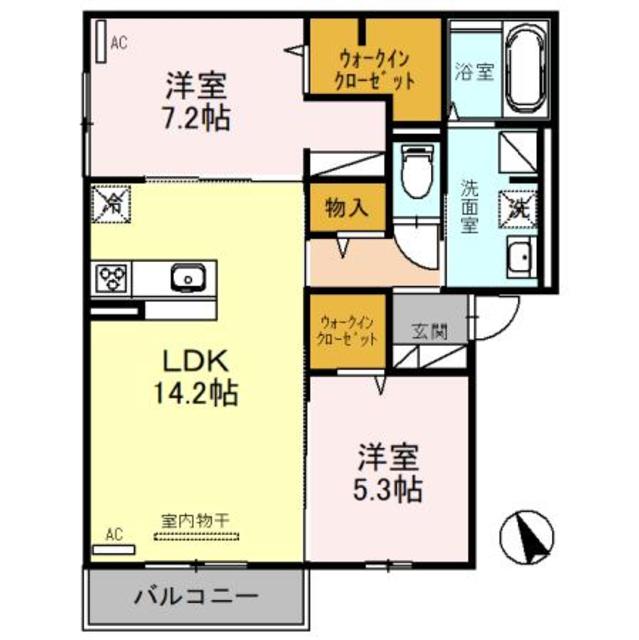 【大阪市住吉区万代のアパートの間取り】