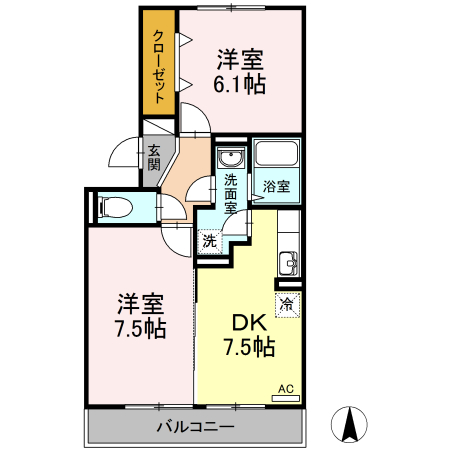 【高知市杉井流のアパートの間取り】