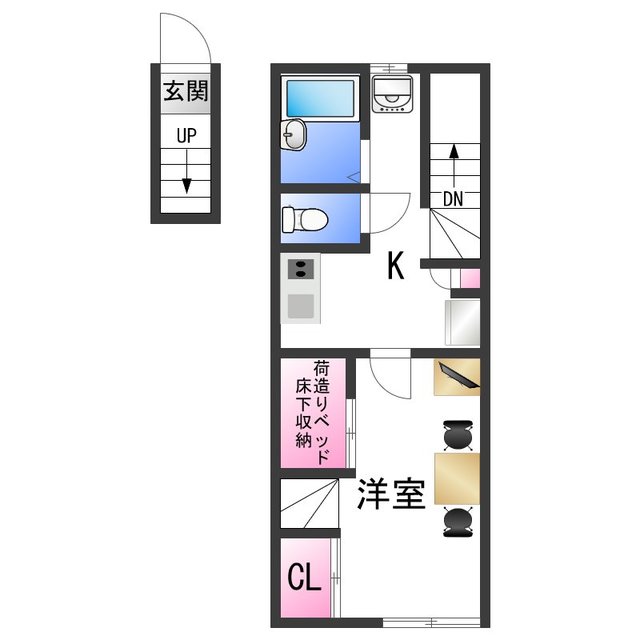 和歌山市毛見のアパートの間取り