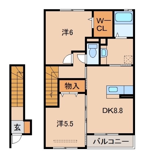 岩出市中黒のアパートの間取り