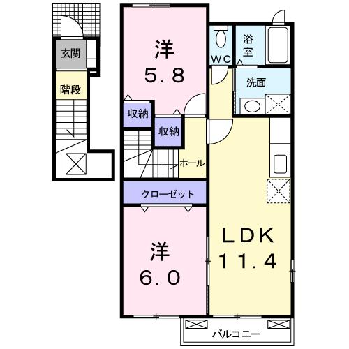 四国中央市土居町野田のアパートの間取り