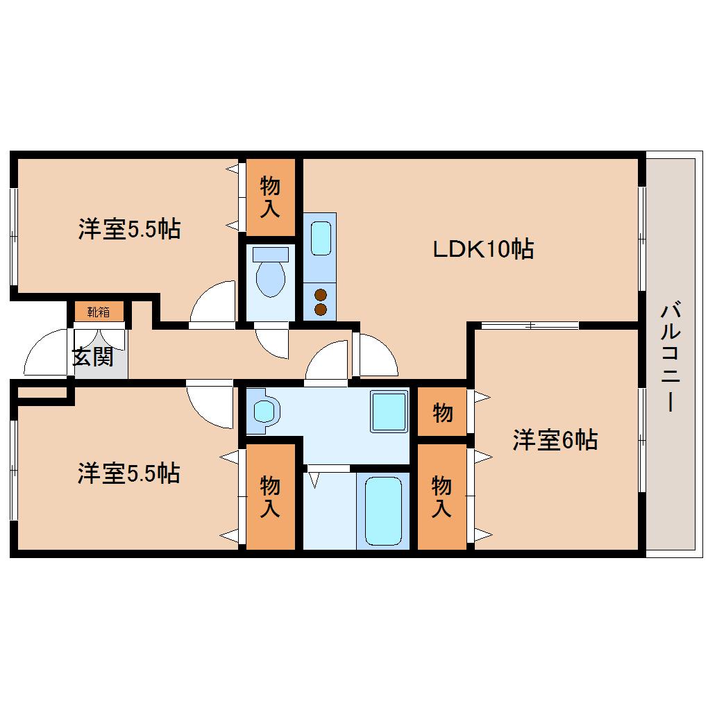 生駒市小瀬町のマンションの間取り