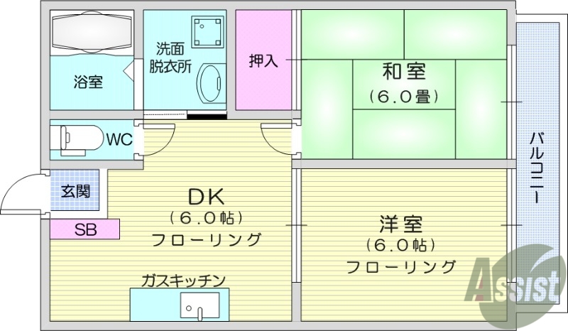 仙台市青葉区中山吉成のアパートの間取り