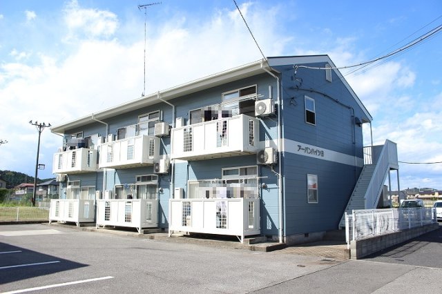 建物外観　水色の可愛い外観です