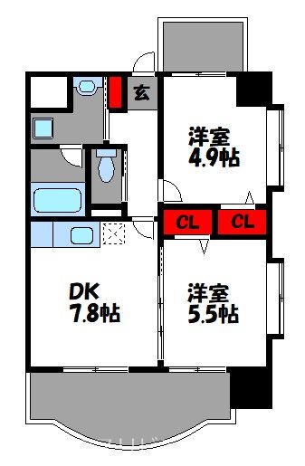 西鉄貝塚線 貝塚駅 徒歩23分 12階建 築20年の間取り写真